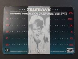 Card calendar 1997 - otp bank, telebank, we are always online retro, old pocket calendar