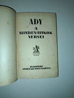 Ady Endre: Minden titkok versei, Athenaeum, Budapest 1923,