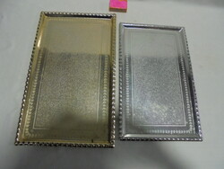 Két darab retro fém tálca együtt - arany és ezüst színű
