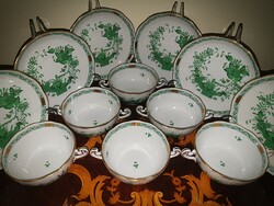 Herend green Indian soup cup with bottom 6 pcs