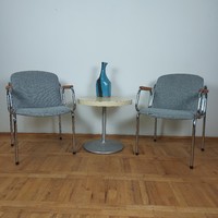 Hungarian space age table tubular frame chair with armrests