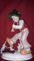 Antik német SITZENDORF Furulyás táncoló kislegény madarakkal porcelán figura 15 X12 cm képek szerint