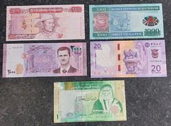 5 different unc banknotes