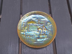 Zsolnay eozin memorial plate with fabulous colors