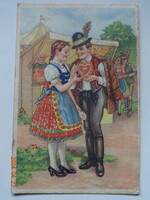 Old graphic folk greeting card (with gingerbread heart)