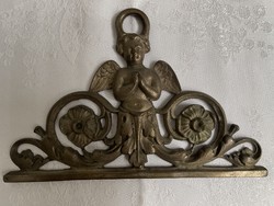 Antique putto metal flag, picture holder.