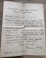 Original handwritten and signed letter of painter Károly Ferenczy to Dezsó Ambrozovics