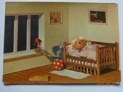 Régi, retró mesefigurás képeslap: TV-maci paprikajancsival (Foky Ottó bábterv)
