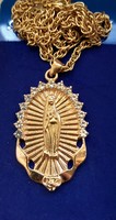 18 Kt. Gold-plated Jesus pendant necklace with rhinestones.
