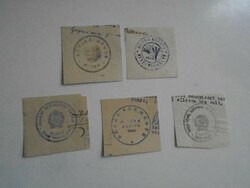D202299 HUNYA - Békés vm. régi bélyegző-lenyomatok   -  5 db  kb 1900-1950's