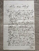 Original handwritten and signed letter of painter Miklós Barabás to painter Károly Telepy
