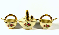 French limoges small porcelain spice holder set with small spoons!
