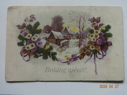 Old antique graphic New Year greeting card (1929)