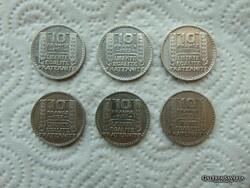 France 6 pieces of silver 10 francs lot!