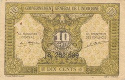 10 Cent cents 1942 French Indochina military