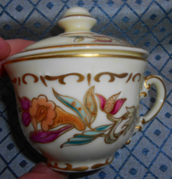 Zsolnay  porcelán fedeles-kávés csésze -kézi festés-arany kontúr