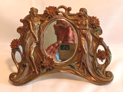 Secession-style bronzed table pipe mirror