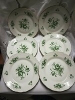 Zöld rózsa mintás porcelán /MZ/ süteményes tányér