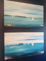 2 60x100 cm paintings of Balaton sailboats