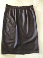 Mahogany brown leather skirt