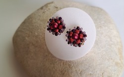 Burgundy iridescent purple star flower stud earrings