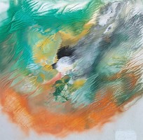 Dély János: Amaris bolygó, 1980 - színes kozmikus festmény, űr