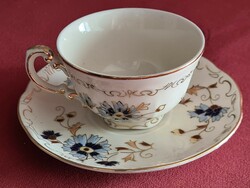 Zsolnay búzavirág mintás kávés csésze aljjal, búzavirágos