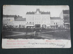 Postcard, Budapest, view of István Square and the market hall, detail, Schmidt Edgar publishing house, 1899