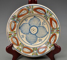 Antique Transylvanian Zilahi wall plate. Tile hanger with tabs. 19, end of Sat.