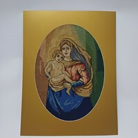 Jesus and Mary antique holy picture - needle tapestry