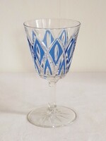 Old blue vintage French Reims crystal glass wine champagne goblet glass 1 dl flawless