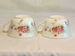 Pair of old floral cups