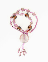 Purple colored necklace with huge Murano style handmade glass beads