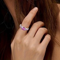 Elegant pink cubic zirconia stone ring. Available in sizes 8 - 9 - S.