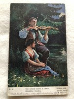 Antique, old romantic postcard - 1918 -6.