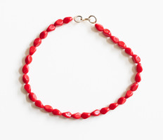 Vintage necklace with red amorphous glass beads