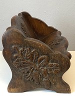 Antique carved oak book cradle hunter forest ornament