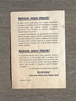 1956 postcard, workers, Hungarian workers! Friendship! Anna Kéthly, Gyula Kelemen, Józseľ Kömüves