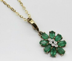 Emerald brilliant gemstone gold pendant
