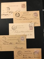 1891-1896, color numbered 2 paperbacks, on postcards, 5 pcs.