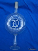 Festive decorative bottle 70th anniversary hand-blown handmade glass height 30.5 cm flawless