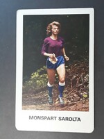 Kártyanaptár 1979 - Monspart Sarolta, Vegyél Részt, Edzett Ifjúságért feliratos retró zsebnaptár