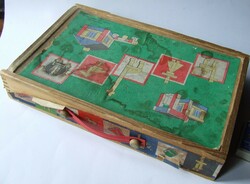 Old, retro East German construction toy, wooden cube, wooden toy, construction cube in its original box-anno 36, -ft
