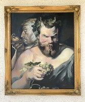 Two satyrs - oil painting in a nice frame - 70x59