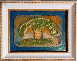 Smiling canopy with outer size 26x18cm, enamel with gold, miniature. From an award-winning artist.