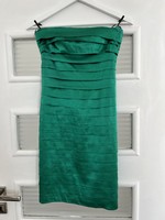 Special green silk cocktail dress, mini dress