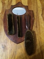 Antique mirrored wall clothes brush set with holder!