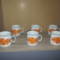 6 Zsolnay floral porcelain mugs
