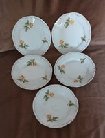 Zsolnay feathered, yellow rose cake plates