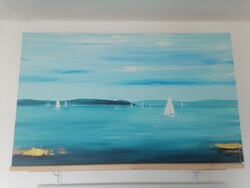 2 60x100 cm paintings of Balaton sailboats